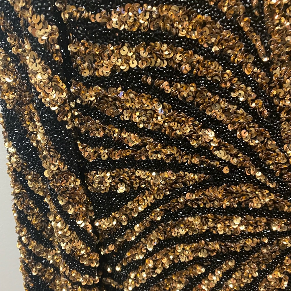 Brand new with tags Naeem Kham Gold/Black Tiger Sequin Dress Sz 12 - Picture 6 of 14